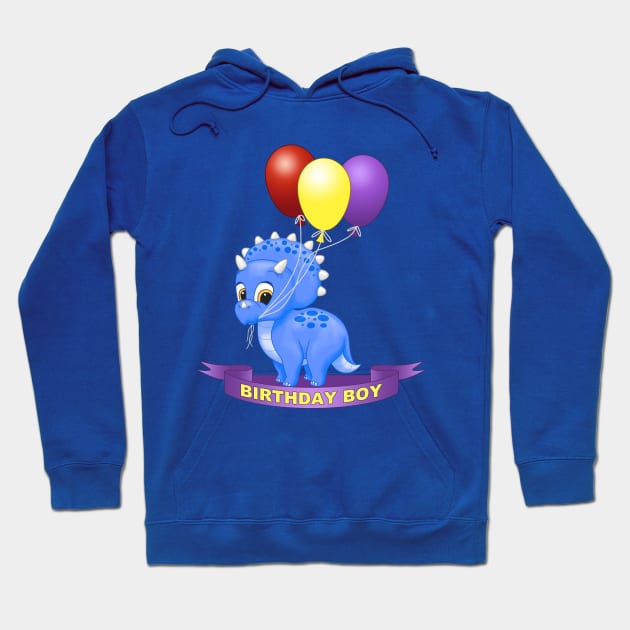 Birthday Boy Cute Blue Triceratops Dinosaur Hoodie by csforest